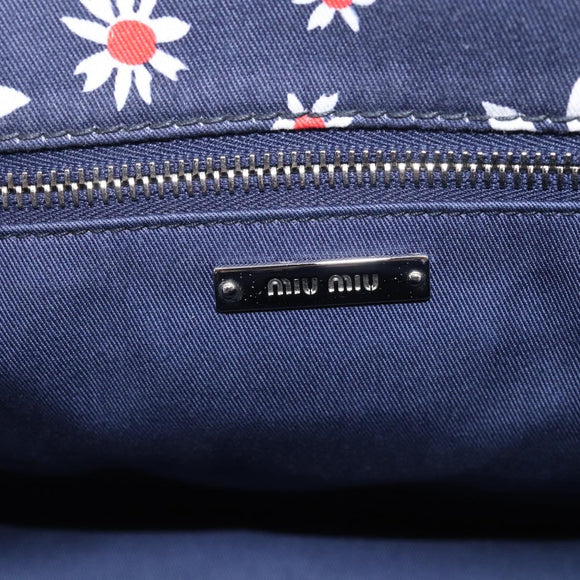Miu Miu Hand Bag Canvas 2way Navy Gold Auth ka7179M