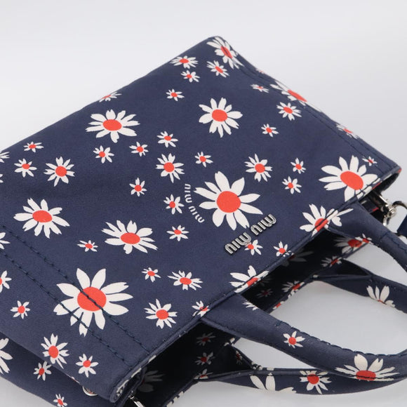 Miu Miu Hand Bag Canvas 2way Navy Gold Auth ka7179M