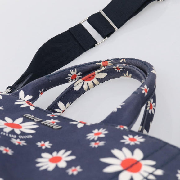 Miu Miu Hand Bag Canvas 2way Navy Gold Auth ka7179M