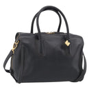 MCM Hand Bag Leather 2way Black Gold Auth ka7180-1