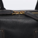 MCM Hand Bag Leather 2way Black Gold Auth ka7180-16