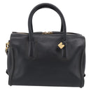 MCM Hand Bag Leather 2way Black Gold Auth ka7180-2
