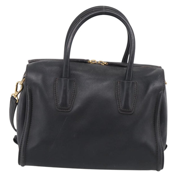 MCM Hand Bag Leather 2way Black Gold Auth ka7180