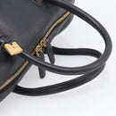 MCM Hand Bag Leather 2way Black Gold Auth ka7180-7