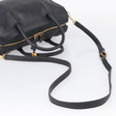 MCM Hand Bag Leather 2way Black Gold Auth ka7180-9