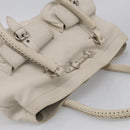 Christian Dior Hand Bag Leather White Silver Auth ka7183-6