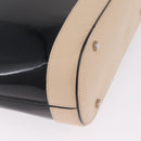 Salvatore Ferragamo Hand Bag Patent Leather Black Silver Auth ka7187-11