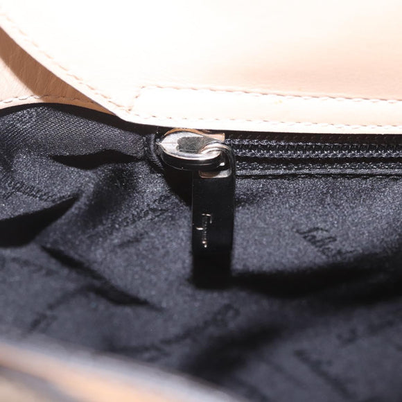 Salvatore Ferragamo Hand Bag Patent Leather Black Silver Auth ka7187