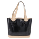 Salvatore Ferragamo Hand Bag Patent Leather Black Silver Auth ka7187-3