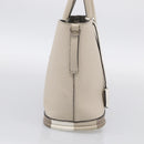 FENDI Celeria Hand Bag Leather Ivory Silver Auth ka7188-4