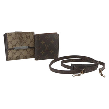 LOUIS VUITTON Gucci Monogram Wallet 3 Set Beige LV Auth ka719