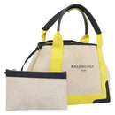 Balenciaga Navy Cabas Hand Bag Coated Canvas Silver White 339933 Auth ka7193-1