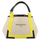 Balenciaga Navy Cabas Hand Bag Coated Canvas Silver White 339933 Auth ka7193-2