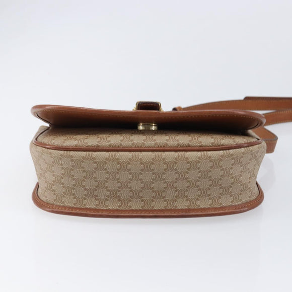CELINE Macadam Canvas Shoulder Bag PVC Beige Gold Auth ka7195
