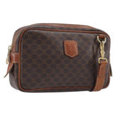 CELINE Macadam Canvas Shoulder Bag PVC Leather Brown Gold Auth ka7203-1