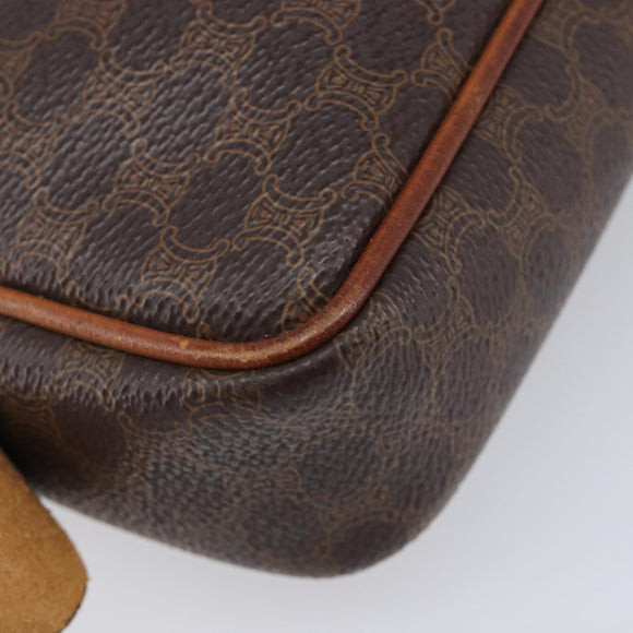 CELINE Macadam Canvas Shoulder Bag PVC Leather Brown Gold Auth ka7203