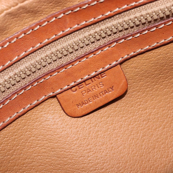 CELINE Macadam Canvas Shoulder Bag PVC Leather Brown Gold Auth ka7203