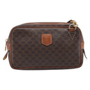 CELINE Macadam Canvas Shoulder Bag PVC Leather Brown Gold Auth ka7203-2