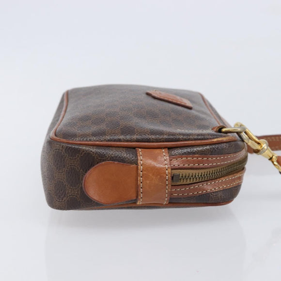 CELINE Macadam Canvas Shoulder Bag PVC Leather Brown Gold Auth ka7203