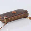 CELINE Macadam Canvas Shoulder Bag PVC Leather Brown Gold Auth ka7203-6