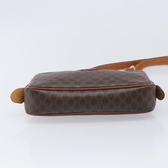CELINE Macadam Canvas Shoulder Bag PVC Leather Brown Gold Auth ka7203