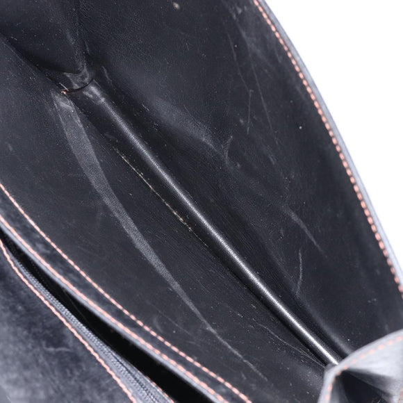 Bally Clutch Bag Leather Black Silver Auth ka7205