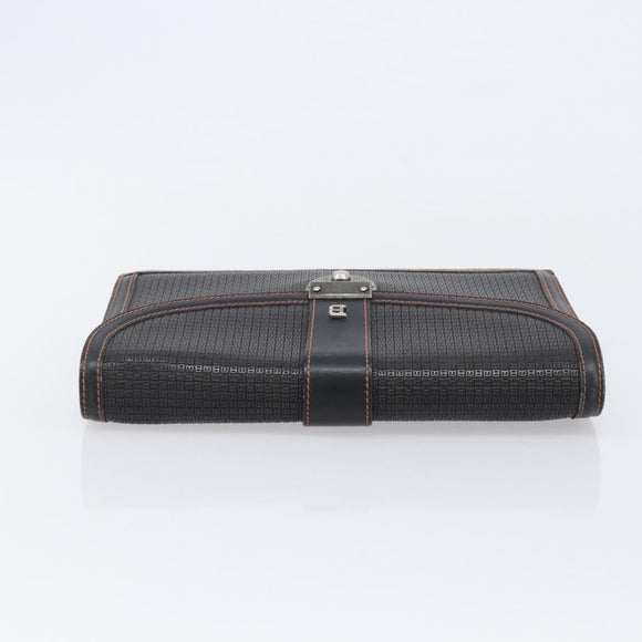 Bally Clutch Bag Leather Black Silver Auth ka7205