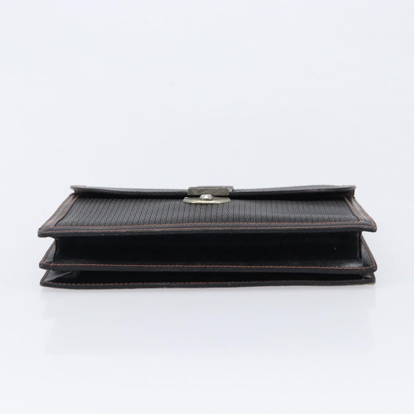 Bally Clutch Bag Leather Black Silver Auth ka7205