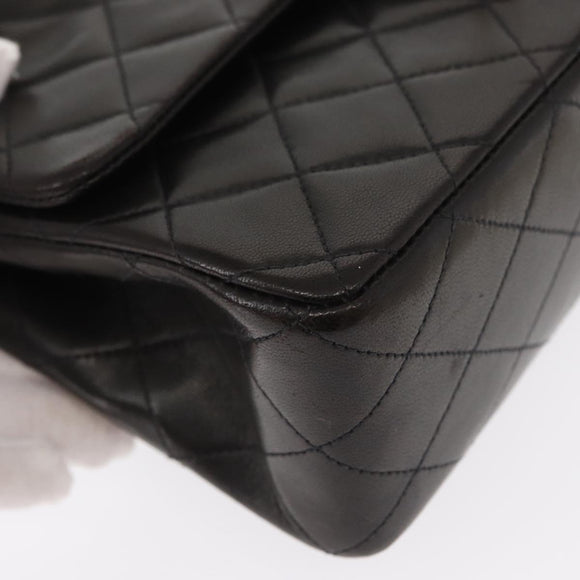 CHANEL Matelasse 25 Double Flap Chain Shoulder Bag Lamb Skin Gold CC Auth ka720SV