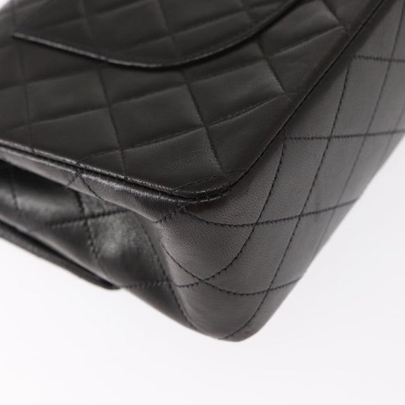 CHANEL Matelasse 25 Double Flap Chain Shoulder Bag Lamb Skin Gold CC Auth ka720SV