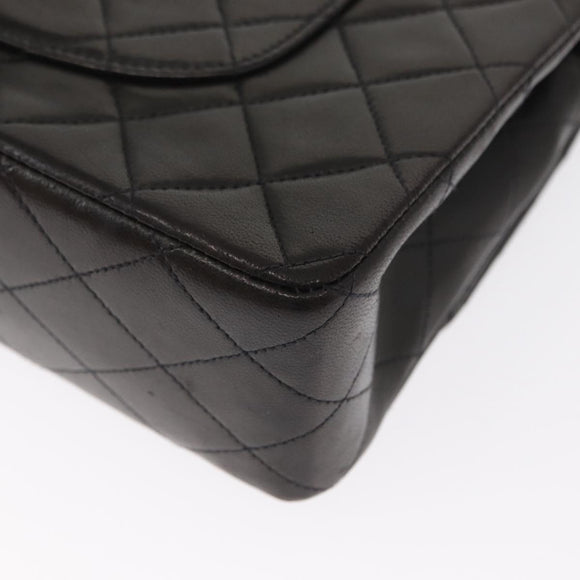 CHANEL Matelasse 25 Double Flap Chain Shoulder Bag Lamb Skin Gold CC Auth ka720SV