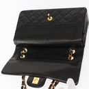 CHANEL Matelasse 25 Double Flap Chain Shoulder Bag Lamb Skin Gold CC Auth ka720SV-15