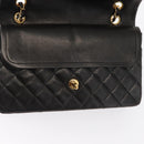 CHANEL Matelasse 25 Double Flap Chain Shoulder Bag Lamb Skin Gold CC Auth ka720SV-17