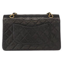 CHANEL Matelasse 25 Double Flap Chain Shoulder Bag Lamb Skin Gold CC Auth ka720SV-3