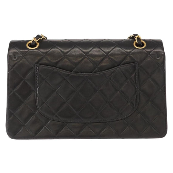 CHANEL Matelasse 25 Double Flap Chain Shoulder Bag Lamb Skin Gold CC Auth ka720SV