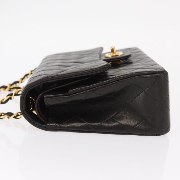 CHANEL Matelasse 25 Double Flap Chain Shoulder Bag Lamb Skin Gold CC Auth ka720SV