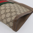 GUCCI GG Supreme Web Sherry Line Clutch Bag PVC Beige 89 01 002 Auth ka7214-10
