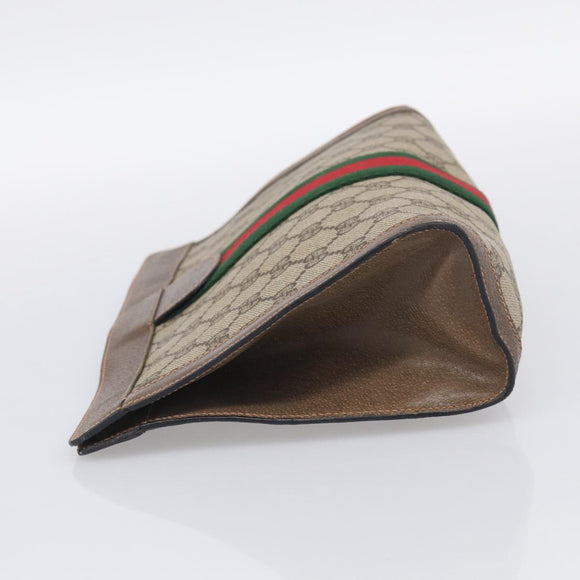 GUCCI GG Supreme Web Sherry Line Clutch Bag PVC Beige 89 01 002 Auth ka7214