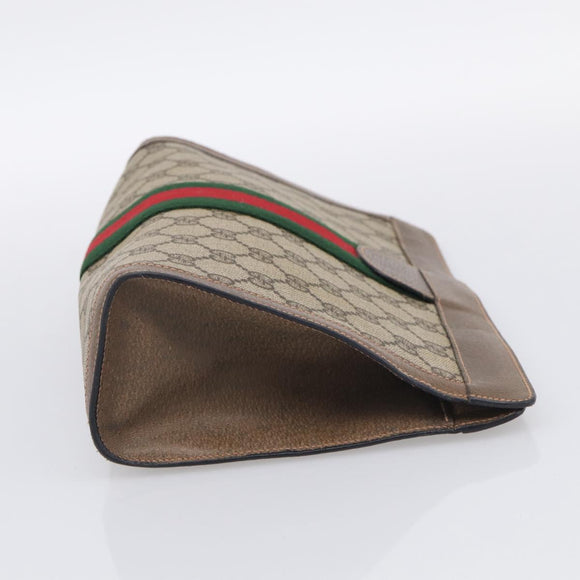 GUCCI GG Supreme Web Sherry Line Clutch Bag PVC Beige 89 01 002 Auth ka7214