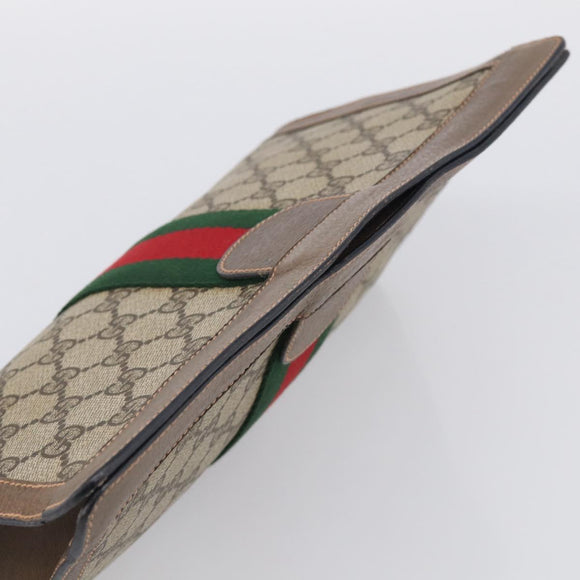 GUCCI GG Supreme Web Sherry Line Clutch Bag PVC Beige 89 01 002 Auth ka7214