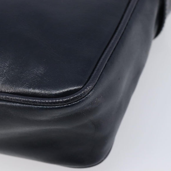 GIVENCHY Shoulder Bag Leather Navy Gold Auth ka7216