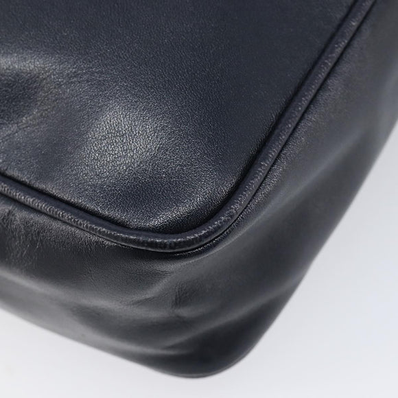 GIVENCHY Shoulder Bag Leather Navy Gold Auth ka7216