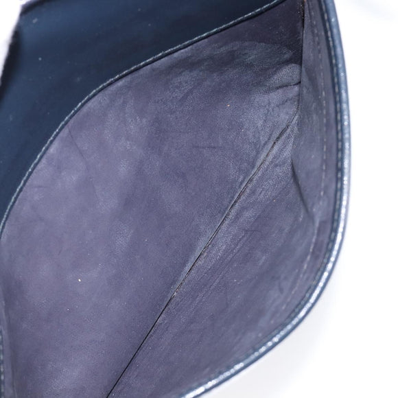 GIVENCHY Shoulder Bag Leather Navy Gold Auth ka7216
