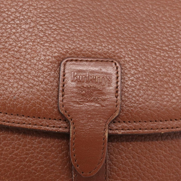 Burberrys Shoulder Bag Leather Brown Gold Auth ka7217