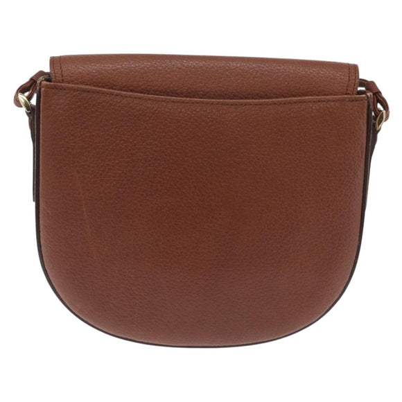 Burberrys Shoulder Bag Leather Brown Gold Auth ka7217