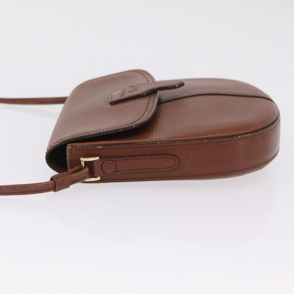 Burberrys Shoulder Bag Leather Brown Gold Auth ka7217