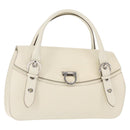 Salvatore Ferragamo Gancini Shoulder Bag Leather White Silver Auth ka722-1