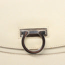 Salvatore Ferragamo Gancini Shoulder Bag Leather White Silver Auth ka722-17