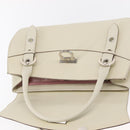 Salvatore Ferragamo Gancini Shoulder Bag Leather White Silver Auth ka722-10