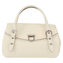 Salvatore Ferragamo Gancini Shoulder Bag Leather White Silver Auth ka722-13